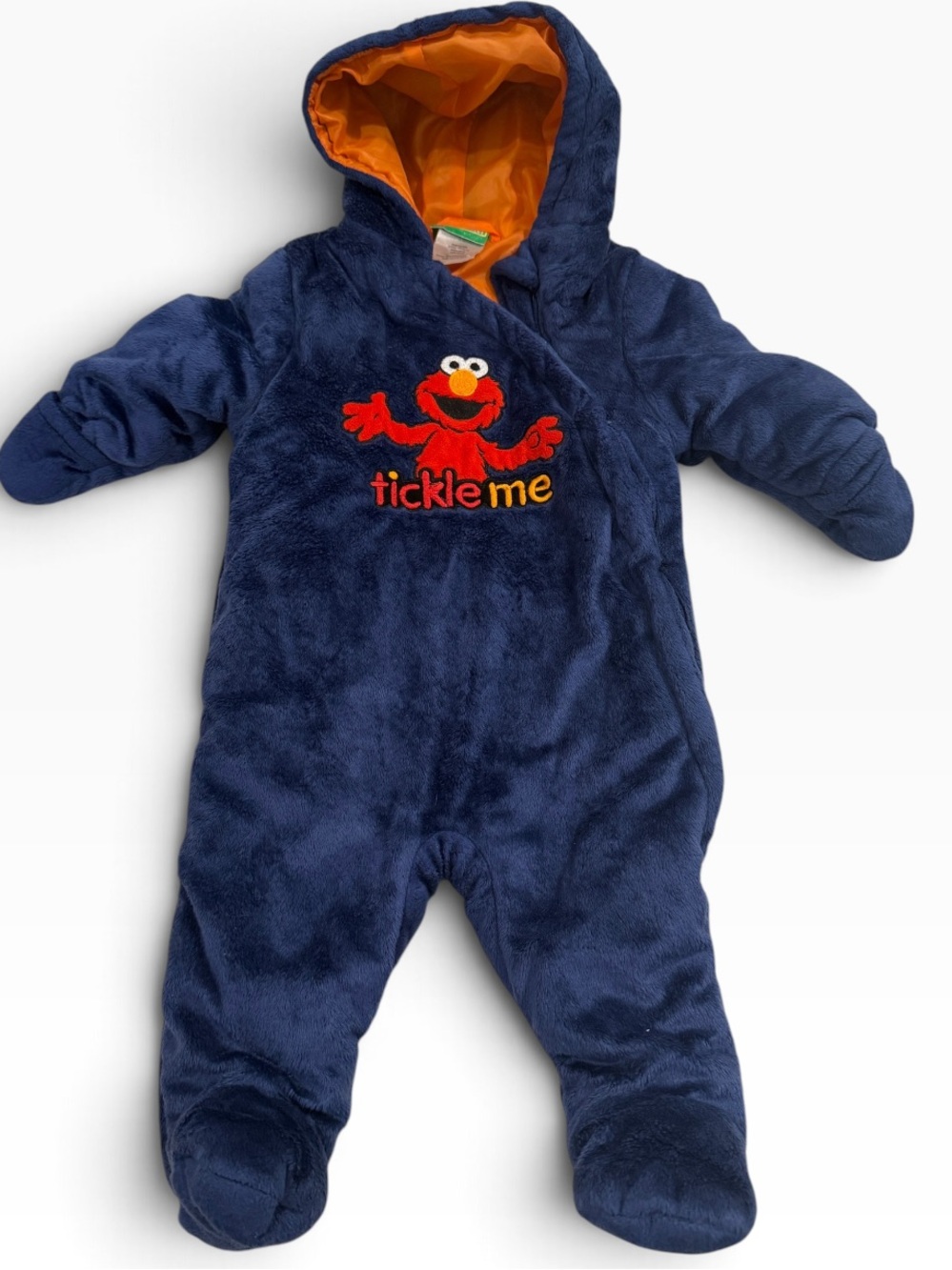 Sesame Street Elmo tickleme Elmo Footie Blue Baby 6/9M Plush Onesie